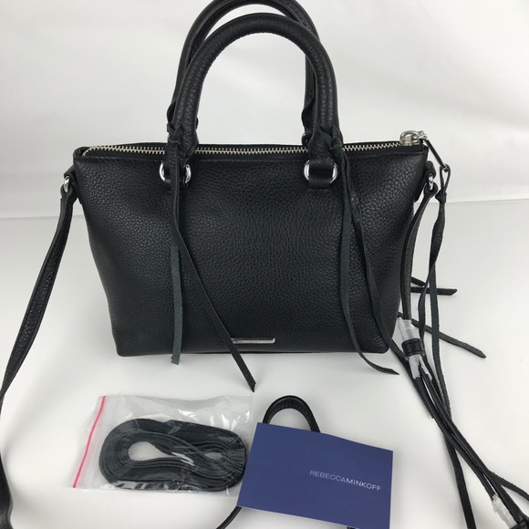 New Rebecca Minkoff Micro Moto Black Leather Satchel HS16EMOX26